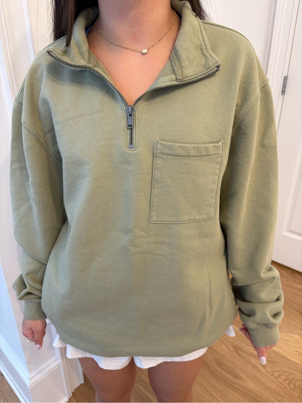 GAP Olive Half-Zip Pocket Pullover Sweater